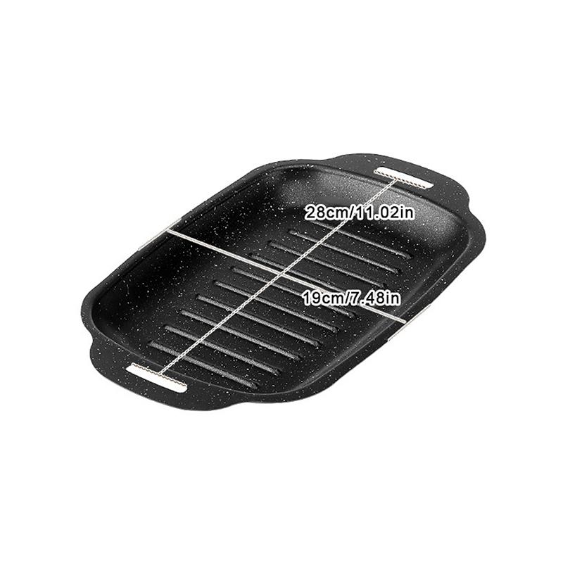

Сковорода-гриль многофункциональная черная портативная сковорода прямоугольная антипригарная для блинов кухня в помещении на улице дом мясо S