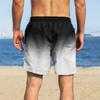 Men Beach Shorts Gradient Contrast Color Drawstring Elastic Waist Casual Daily Wear Pockets Thin Knee Length Summer Shorts Men Vacation Shorts