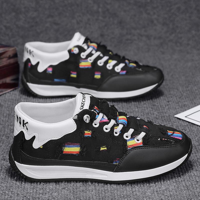 

Men s shoes 2025 summer new fashion breathable canvas shoes platform men s leisure sports trend lazy one pedal 44 чёрный