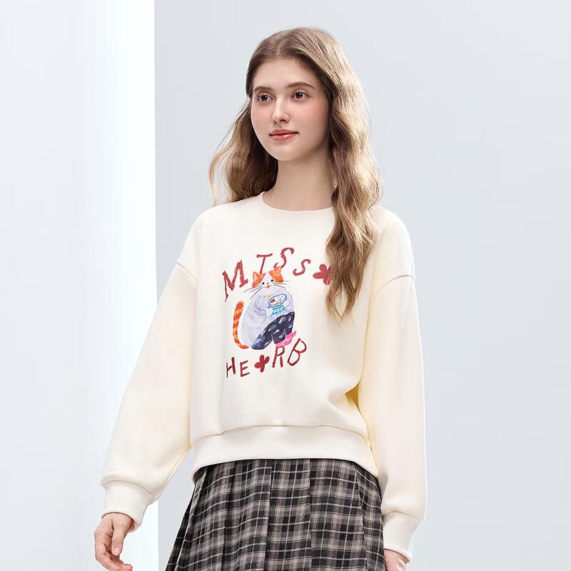 Betu Women's 2025 Winter Round Neck Graphic Long Sleeve Sweatshirt