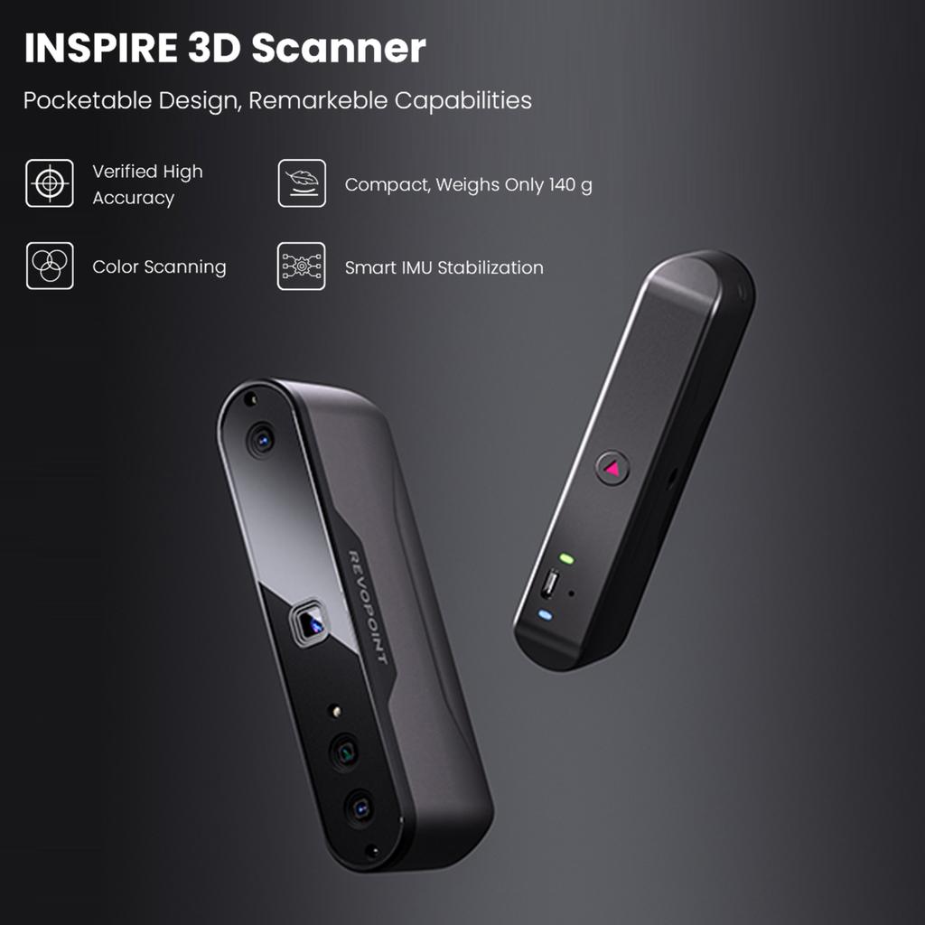 Revopoint INSPIRE 3D Scanner portátil modelo 3D digitalização 18 fps velocidade de digitalização suporte precisão de 0,2 mm