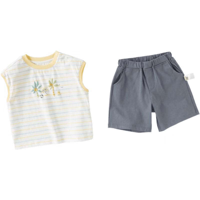 DAVE & BELLA Boys Striped Knit Vest & Shorts Summer Set 90cm