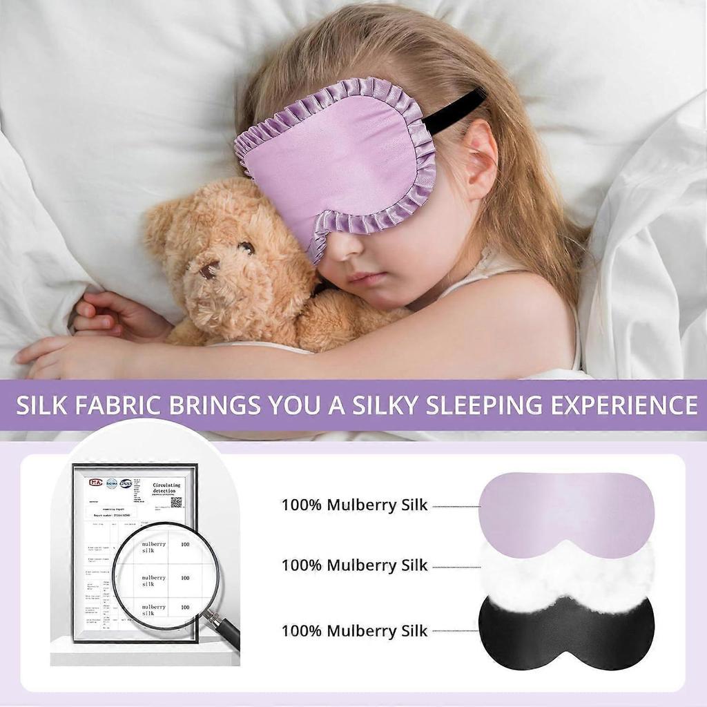 Máscara de Dormir Infantil, Máscara de Olhos 100% Seda de Amora Genuína, Máscara de Dormir para Crianças com Elástico Ajustável, Cobertura de Olhos Macia e Bloqueadora de Luz Presente para Meninos