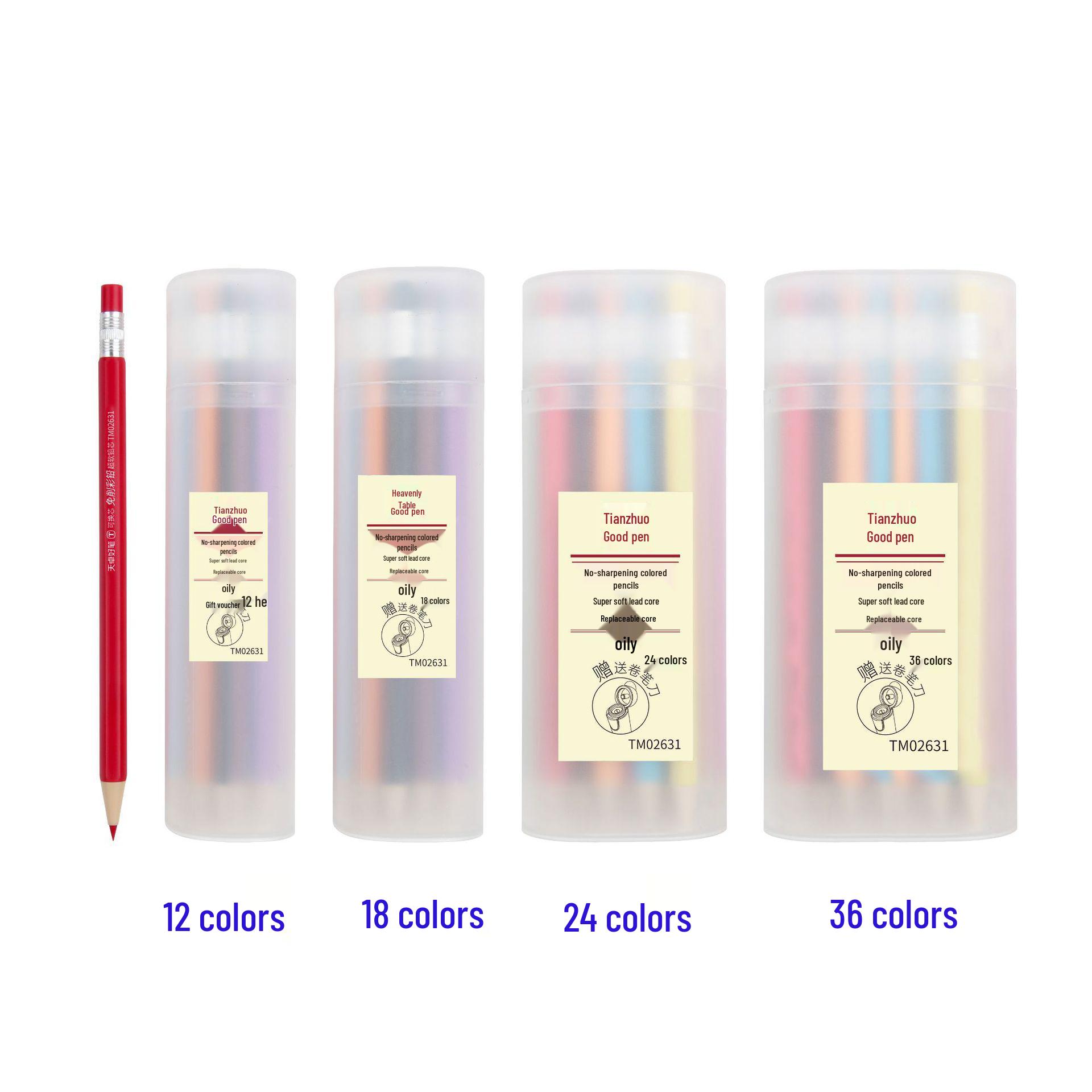 

Tianzhu Versatile Core Colored Mechanical Pencil - Oil-Based, No-Sharpen, Hexagonal Barrel for Student Art and Coloring 12 Colors Pen