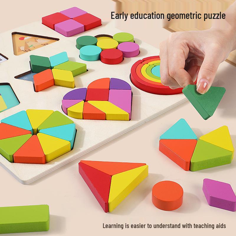 Montessori Geometric Shape Puzzle for Early Math Education - Toys for Boys and Girls Ages 1-4