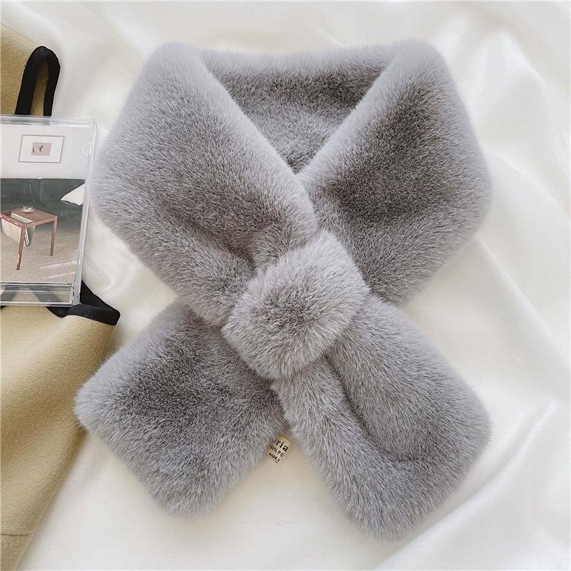 Plush Skin-friendly Solid Color Soft Like Rabbit Fur Warm Clothing Accessories Wind-resistant Scarf Fur Collar