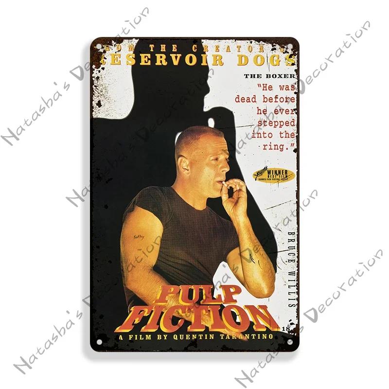 Pulp Fiction Rusty Movie Poster Metal Tin Sign Old Metal Signs Vintage Poster Man Cave Garage Metal Plaque Industrial Decor