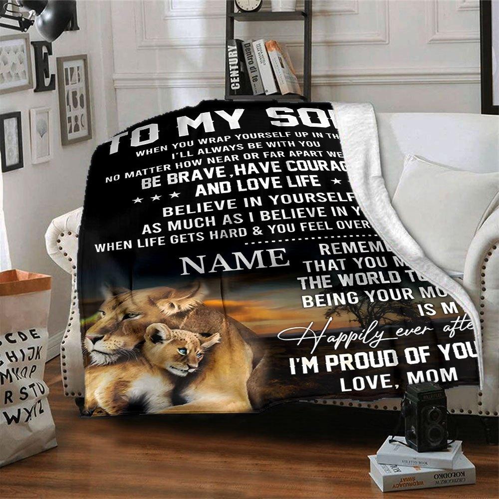 Lion Mom And Cub Home Customize Your Name Blankets Soft Cozy Lightweight Versatile For All Seasons Perfect For Picnics Sofa Office Bed Living Room