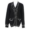 Edgy Black Loose Knit Cardigan with Safety Pin Chain - Inspired by HyunA's Style