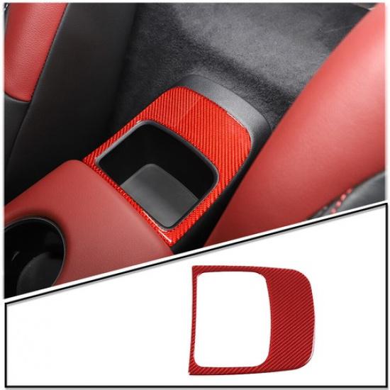 Red Carbon  Rear Armrest Storage Box Panel Cover Trim For Toyota Supra 19-24