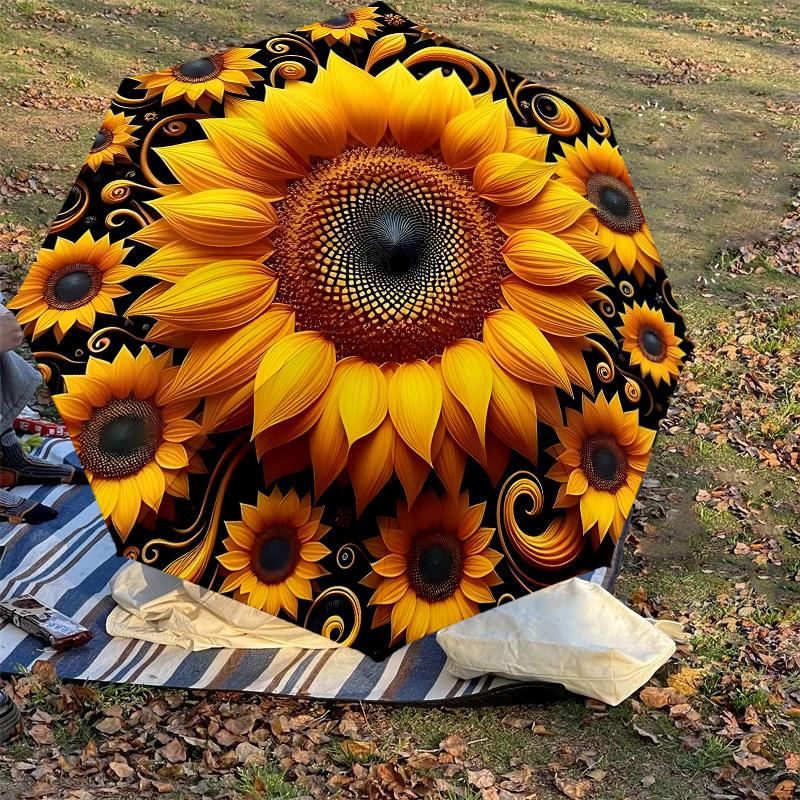 1PC Sunflower Pattern Automatic Open/Close Umbrella with Windproof, 8-Rib Sturdy Canopy, Durable Ribs, Fashionable Design, Outdoor Accessory, Fun Prin