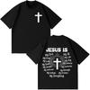 Jesus Ist Gott Jesus Ist König Grafik T-Shirt Herren Damen Vintage T-Shirt Kurzärmelig 100% Baumwolle
