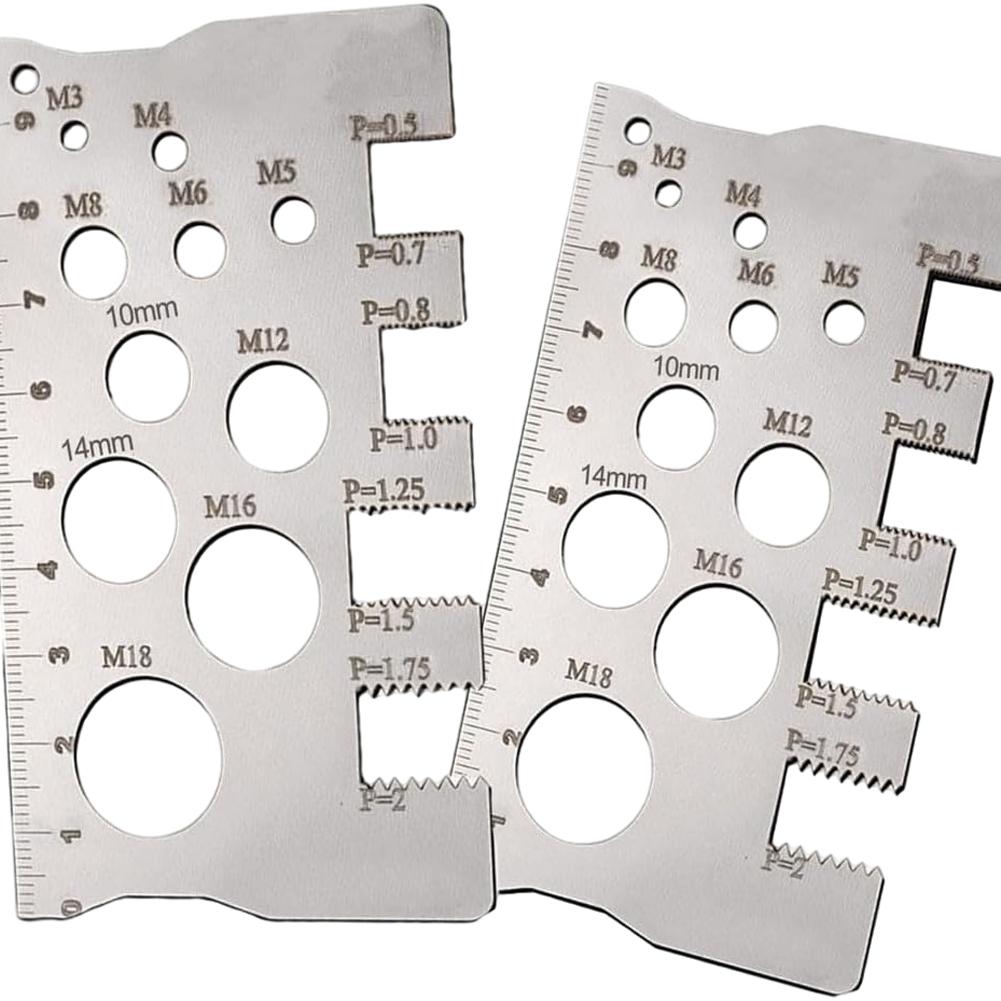 2pcs Screw Thread Pitch Gauge Ruler Anti-Slip Industry Standard Pitch Gauge Stainless Steel Measuring Ruler for Bolt Nut Metric
