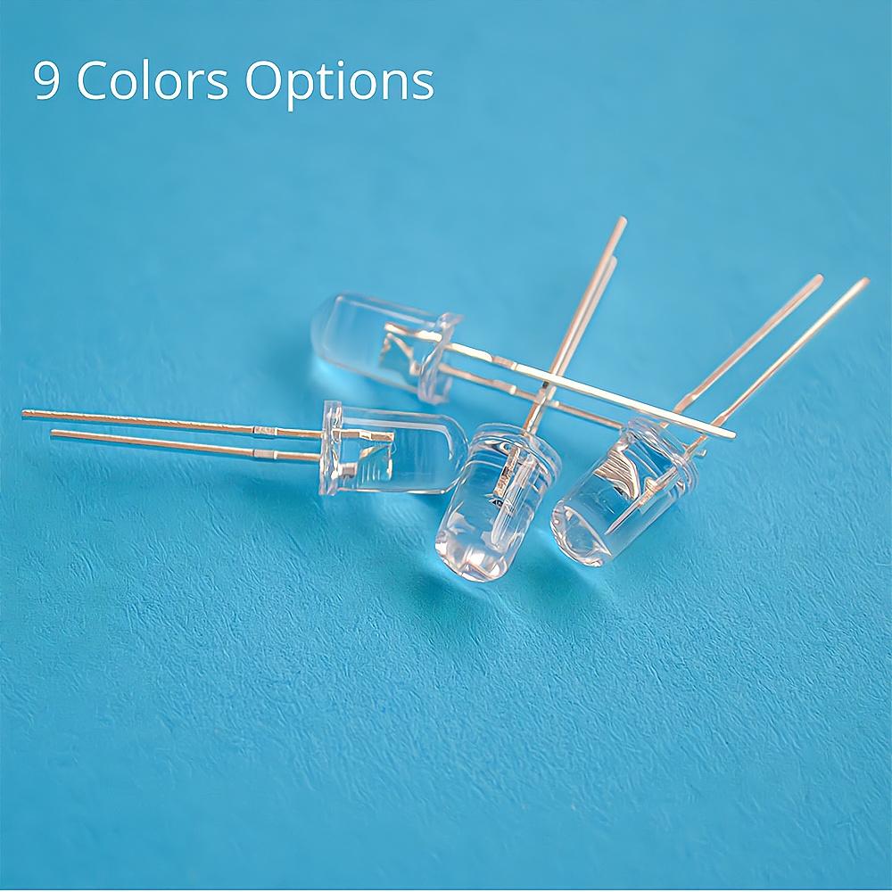 100 Stück 5mm Transparent Weiß Rot Grün Blau Rosa Rundkopf Helle Leuchtdiode LED 20000mcd 6000-6500k Licht