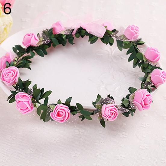 Rose Flower Crown Pannebånd Krans Fest Bryllup Brude Garland Hårbånd Hodeplagg