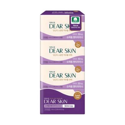 Dear Skin Süper Uzun Günlük Pedler, Süper Uzun Boy, Paket Başına 30 Ped × 4 Paket