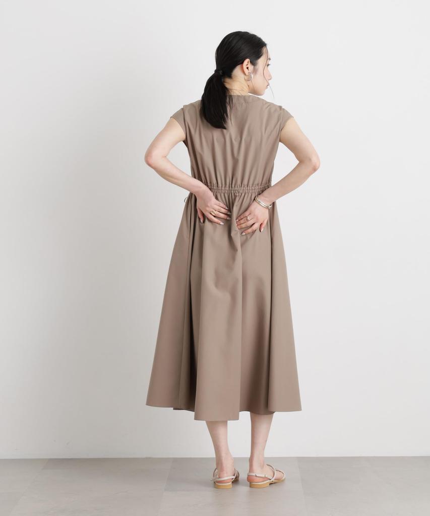 MINOTECH French Sleeve Flare Size 053 [Nano Universe] (R) V-Neck Dress, Women's, M, Mocha, 669-6119313