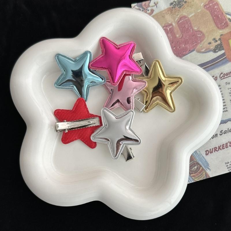 PU-Leather Hair Clip Hairpins Fashion Five-Pointed Star Hair Barrettes Sweet Headpiece Hair Accessories for Women Girls