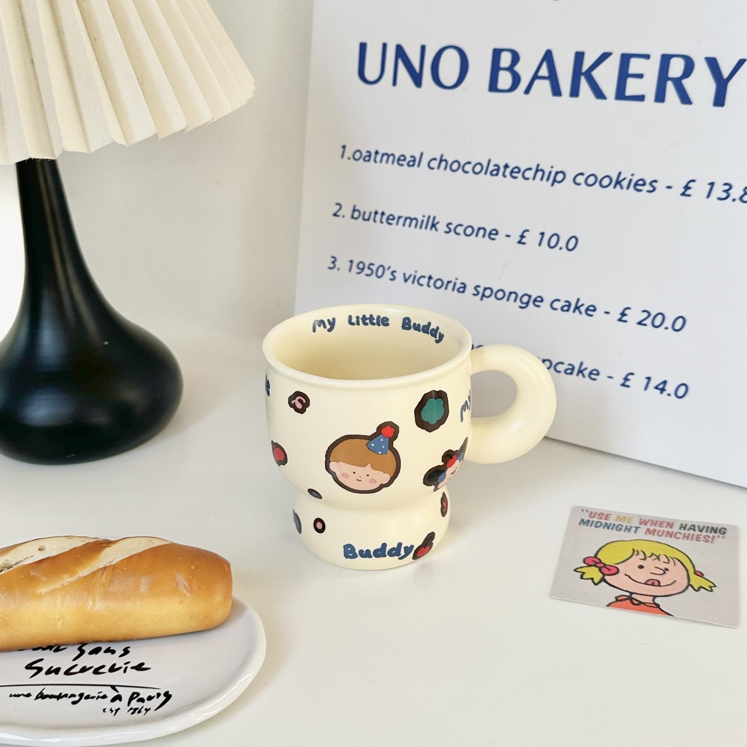 

Mug Cute Ceramic Cup Couple Style Household Drinking Water Cup High-value Coffee Breakfast Cup Children 301-400ml