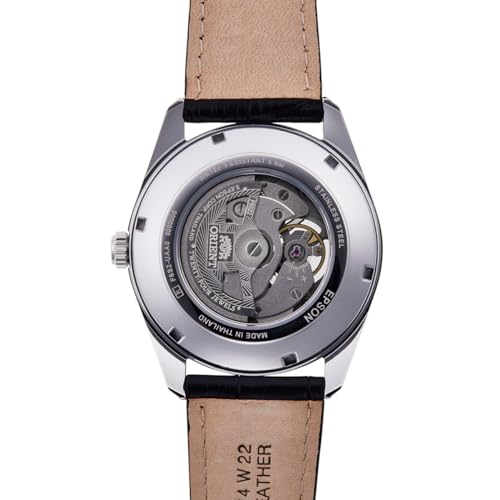 Ceas bărbătesc Orient RN-AR0003S Contemporan Semi-Scheleton Automatic cu Design Open Heart, Alb și Argintiu, cu Garanție de la Producătorul Japonez