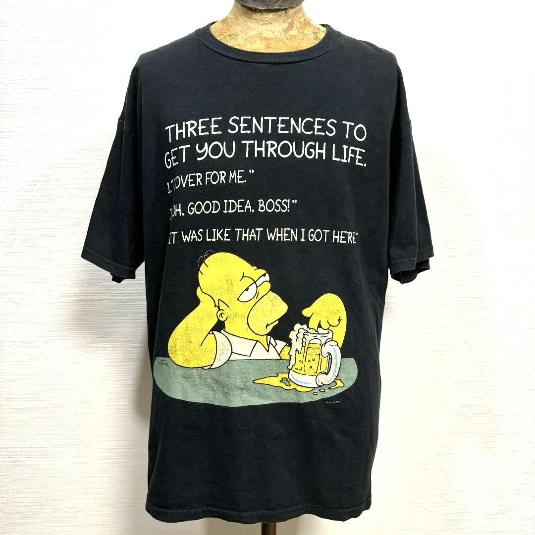 

[Б/У] Редкая футболка 90-х Симпсоны, размер XL, черная, аниме, надпись, винтаж