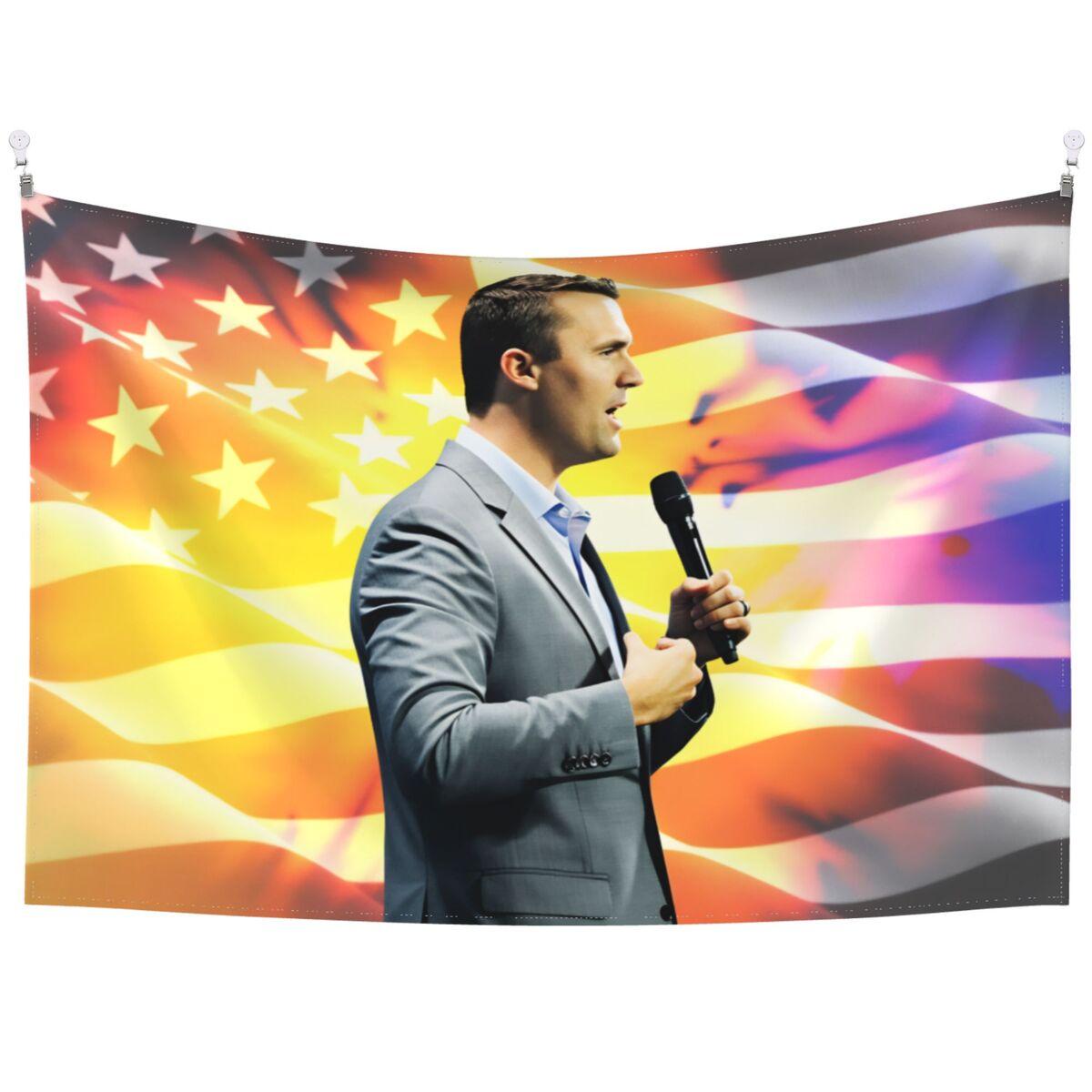 

Charlie Kirk Honor USA Tapestry Fashion Wall Tapestries Hanger Printed Design Bedroom Living Room Home Decor Blanket 100x150cm чорний
