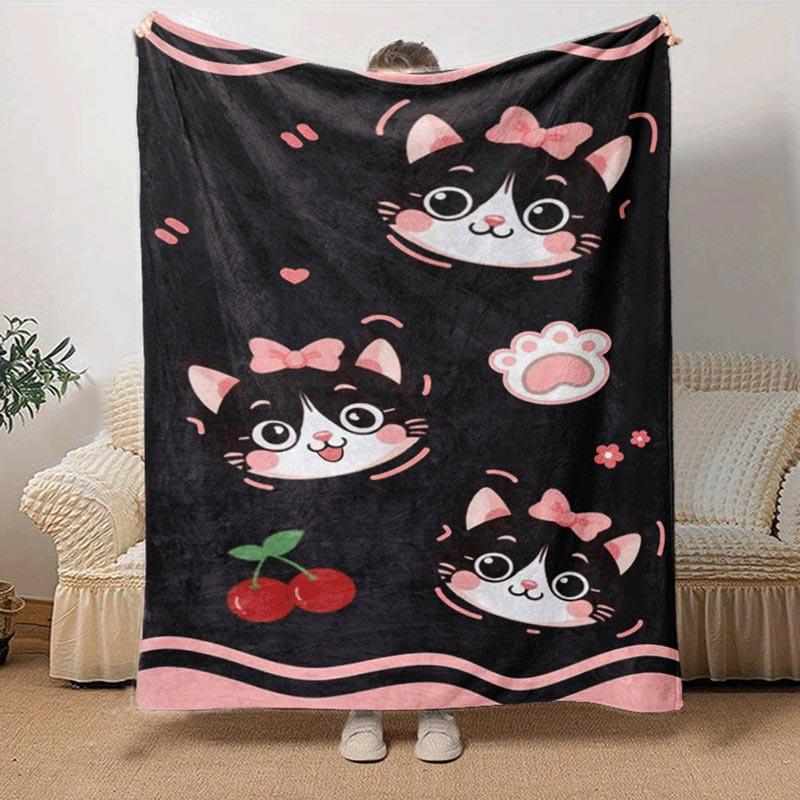 1pc Kitten Printing Lightweight Flannel Blanket, Comfortable and Warm Blanket, for Camping Sofa Bed and Couch Office, Gift