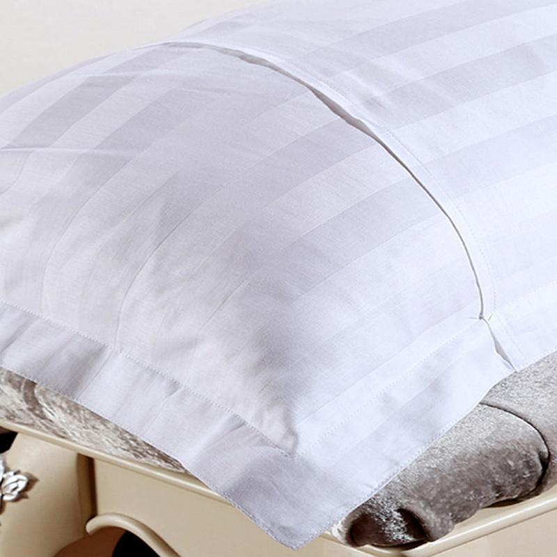 New 1 PC Cotton Diameter 45 * 75 Pillowcase Hotel Cotton Bedding Thicke Satin Strip of Pure White
