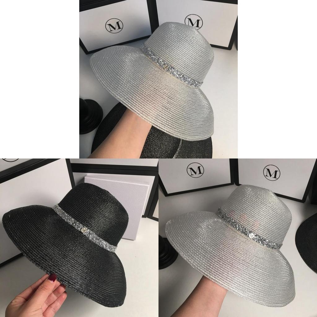 Beach Style Sun Shade Hat For Women With Wide Brim And Silver Silk Fabric Summer Wear