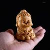 Cute Mini Shakyamuni Buddha Statue, Carved from Premium Natural Boxwood, Perfect for Soto Zen Buddhism, Zazen, or as a Laughing Buddha, Buddhist Altar