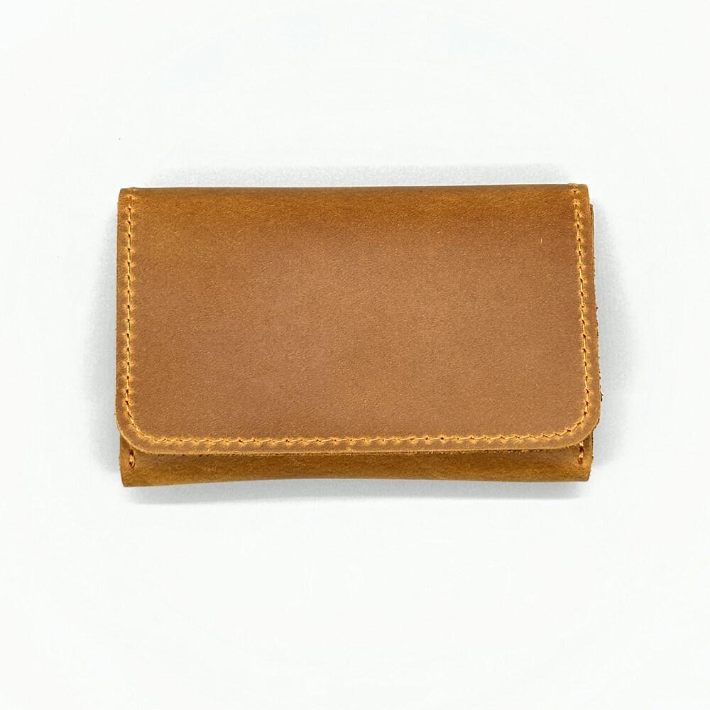 Short Crazy Horse Card Holder Bag Men's and Women's Business Card Holder Retro Leather Wallet Clip