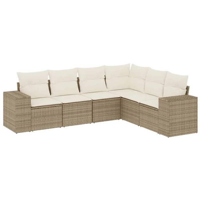 VidaXL Salon de Jardin avec Coussins 6 pcs, Canapés de Terrasse, Ensemble de Meubles de Patio, Mobilier d'Extérieur, Beige 3222607