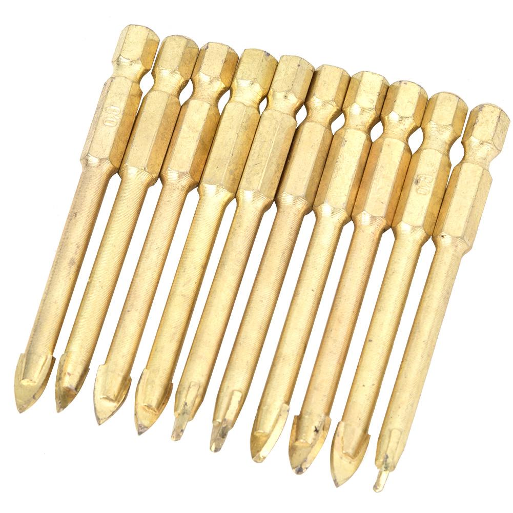 10pcs 8mm Carbide Hex Shank Triangle Spear Head Drill Bits for Ceramic Tile Glass Wood