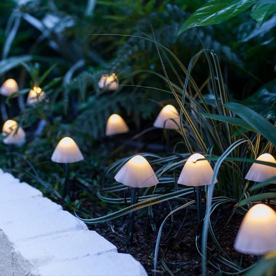 

2023 Новый светодиодный солнечный заземляющий светильник, грибная лампа, гирлянда, уличный водонепроницаемый садовый газон, украшение двора, ландшафтный светильник 3.5 meter 10 lamp теплый белый