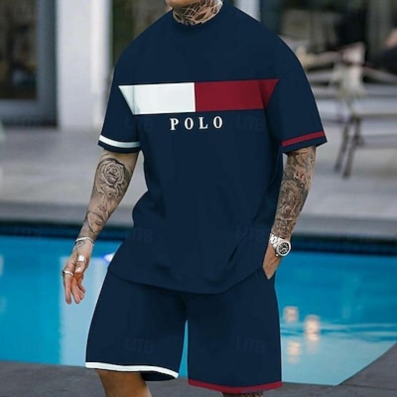 

Мужские комплекты из 2 футболок с графическим принтом, летние топы с коротким рукавом, короткие брюки с круглым вырезом, спортивные повседневные для активного отдыха, для спорта, 3D-принт, летние, черные, синие, зеленые XL