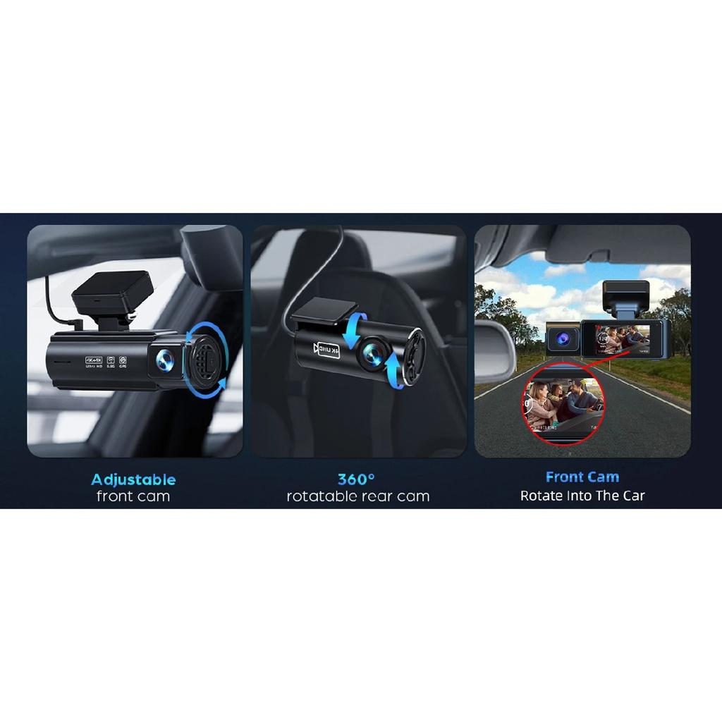 Acceo 4K Dual Dash Cam Built In WiFi GPS Optional 4K Rear Camera Car Recorder with Night Vision 24H Parking Mode WDR Technology
