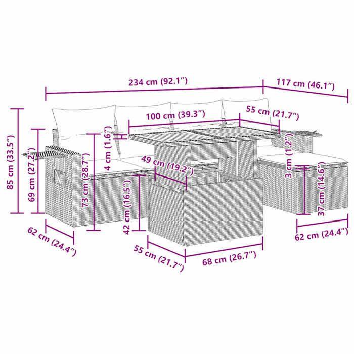 VidaXL Garden Lounge Set 6 Pcs with Grey Cushions Wicker 3327141
