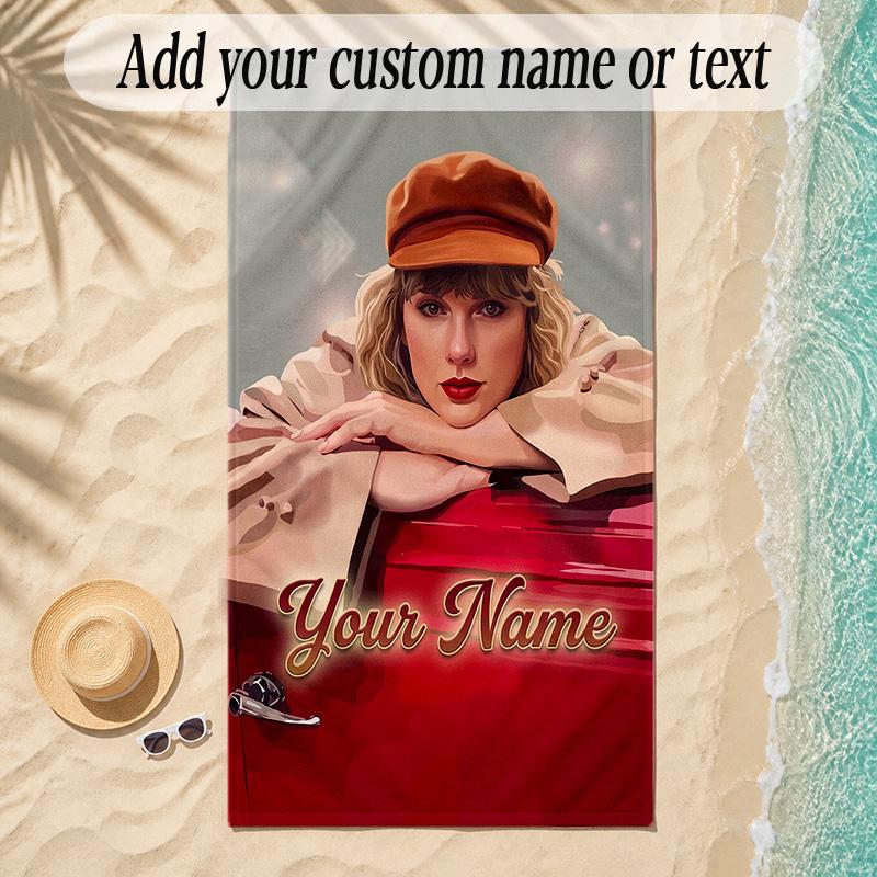 Beach TowelTaylor Swift Custom Name Text Personalized Soft Towel for Beach Pool Indoor Home Decor Gift
