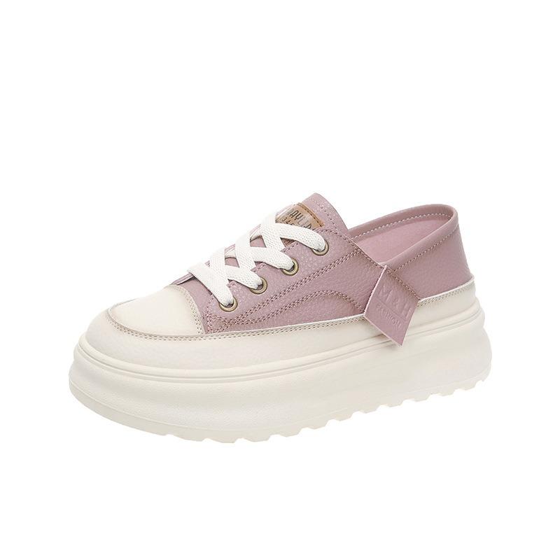 The First Layer of Cowhide Little White Shoes Women's Shoes Two Wear Single Shoes Summer New Breathable Thick-soled Casual Sports Shoes
