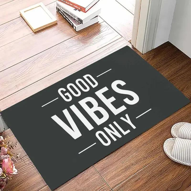 Positive Quote Door Mat Good Vibes Only Design Colorful Home Decor Rug Waterproof Non Slip Welcome Mat for Entryway Living Room