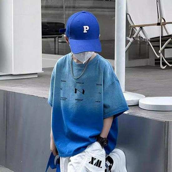 Panda Yuanyuan Spring 2025 Boys' Heavyweight Raglan Sleeve Cotton T-Shirt