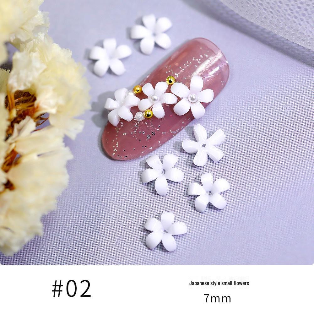 2021 White Resin 3D Five-Petal Flower Nail Art Accessories