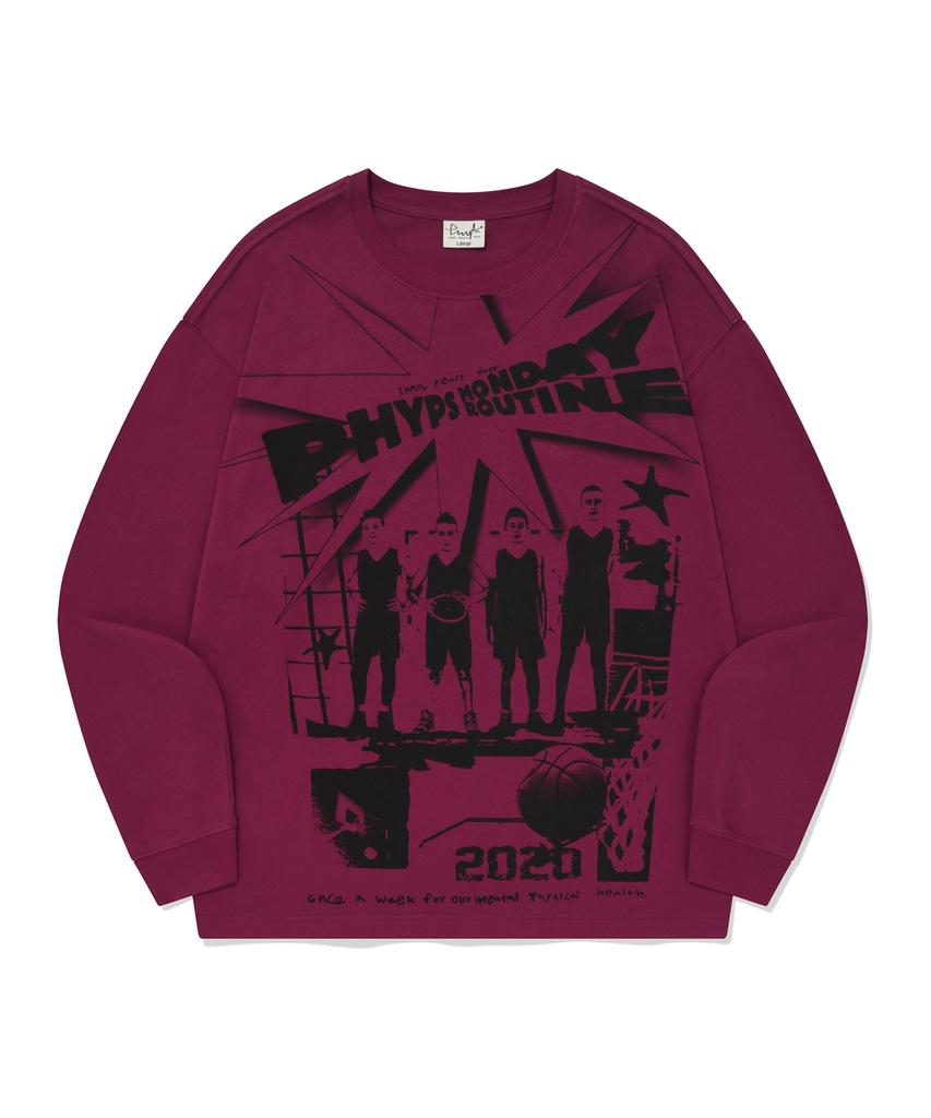 Physical Department Cartoon Basketball Ls Pink Red