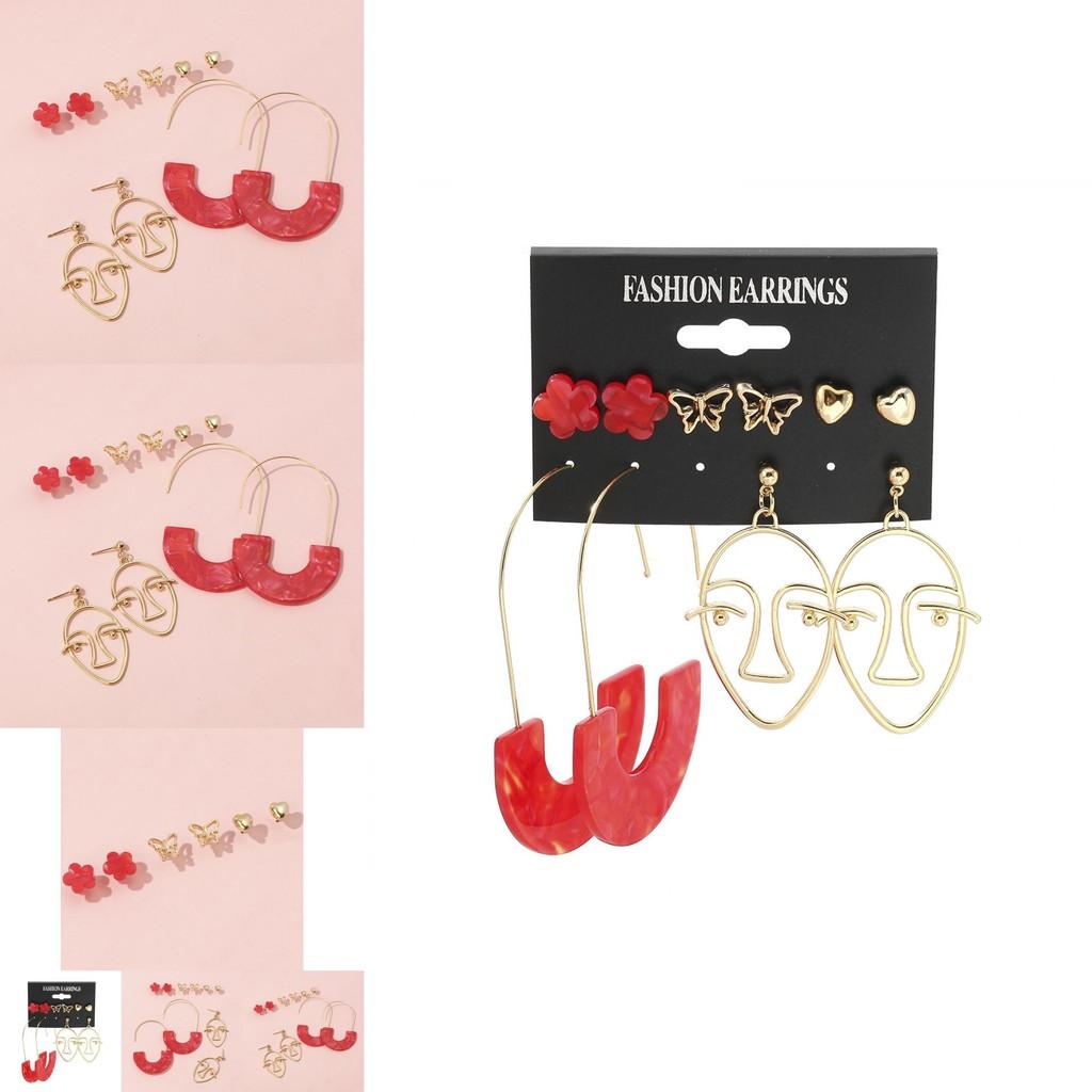 Beautiful Alloy Cartoon Character Earrings Multiple Pairs On Card Independent Packaging