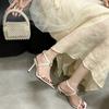 2025 spring new square head thin heel high heel temperament thin French fashion sexy beauty open-toed women's sandals