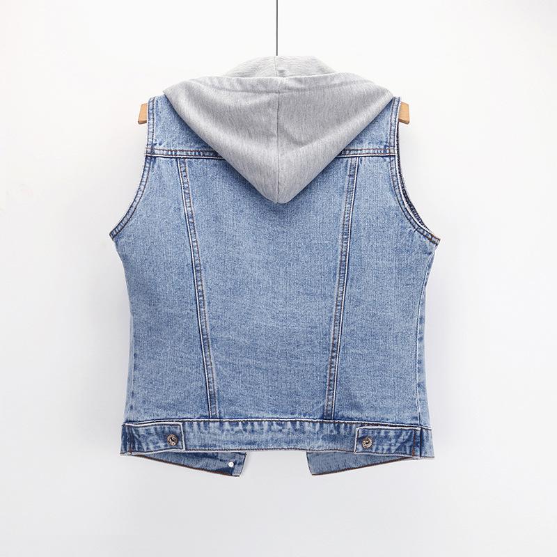 Autumn Plus Size Ripped Short Sleeveless Denim Waistcoat Women's Vest Waistcoat Outer Jacket