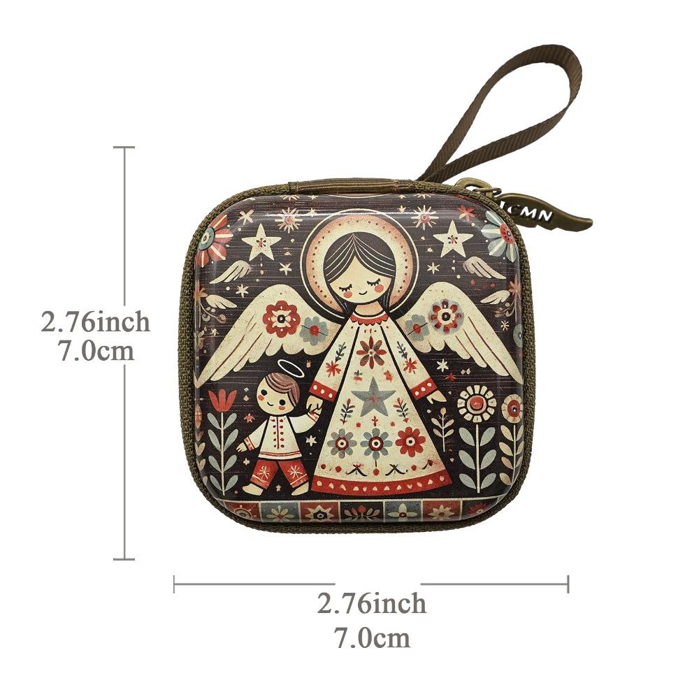 Portable Virgin Mary Prayer Rosary Storage Bag Zippered 7x7cm Religious Articles Cartoon Elegant Prayer Kit Devotees
