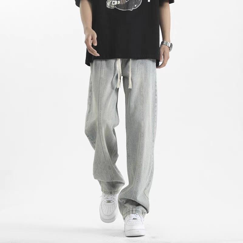 

Мешковатые джинсы Мужская уличная одежда Харадзюку Мода Повседневные брюки с широкими штанинами Простые мужские джинсы Джинсовые брюки L