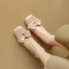 Krazing Pot Sheepskin Cow Skin Summer Size 40 Med Heels Butterfly-knot Decoration Square Toe Slingback Wedding Pumps