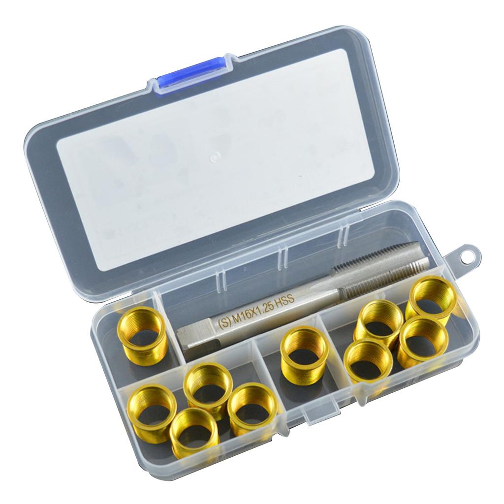 10PCS M14x1.25 Spark Plug Thread Repair Kit Stainless Steel Insert Tap Tool Set for Car Engine Generator Fix Damaged Threads
